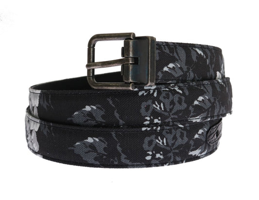 Cinturón de piel de lino Caimán negro