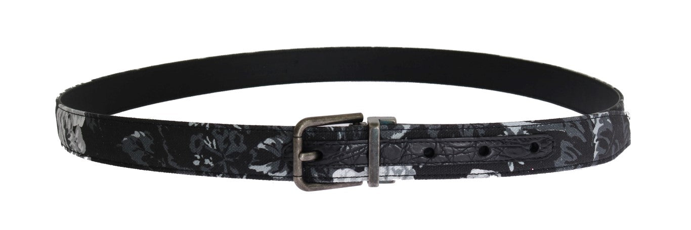 Cinturón de piel de lino Caimán negro