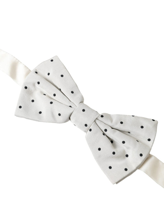 Nœud papillon en polyester à pois blancs et noirs pour homme