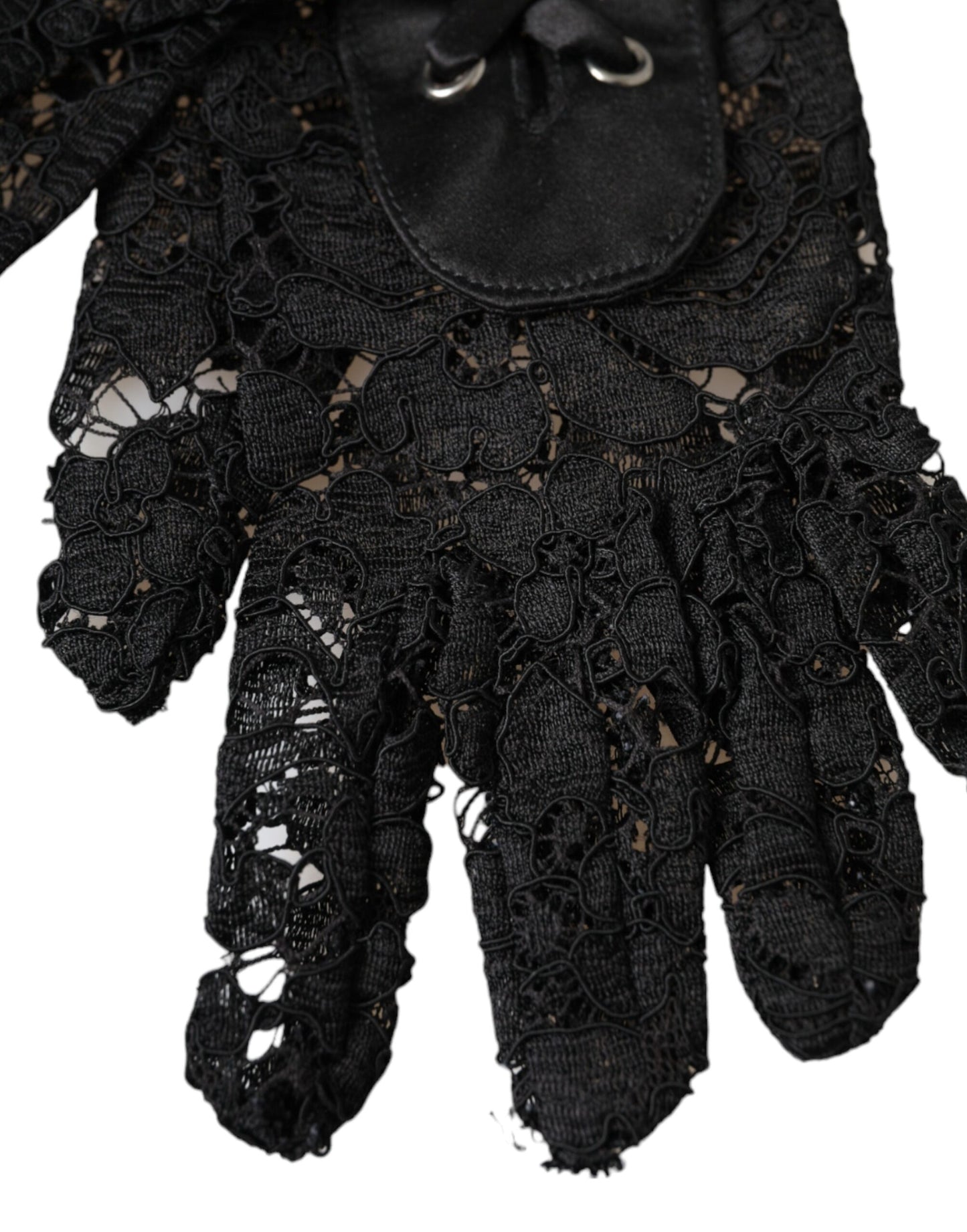 Gants noirs en dentelle Taormina jusqu'aux coudes