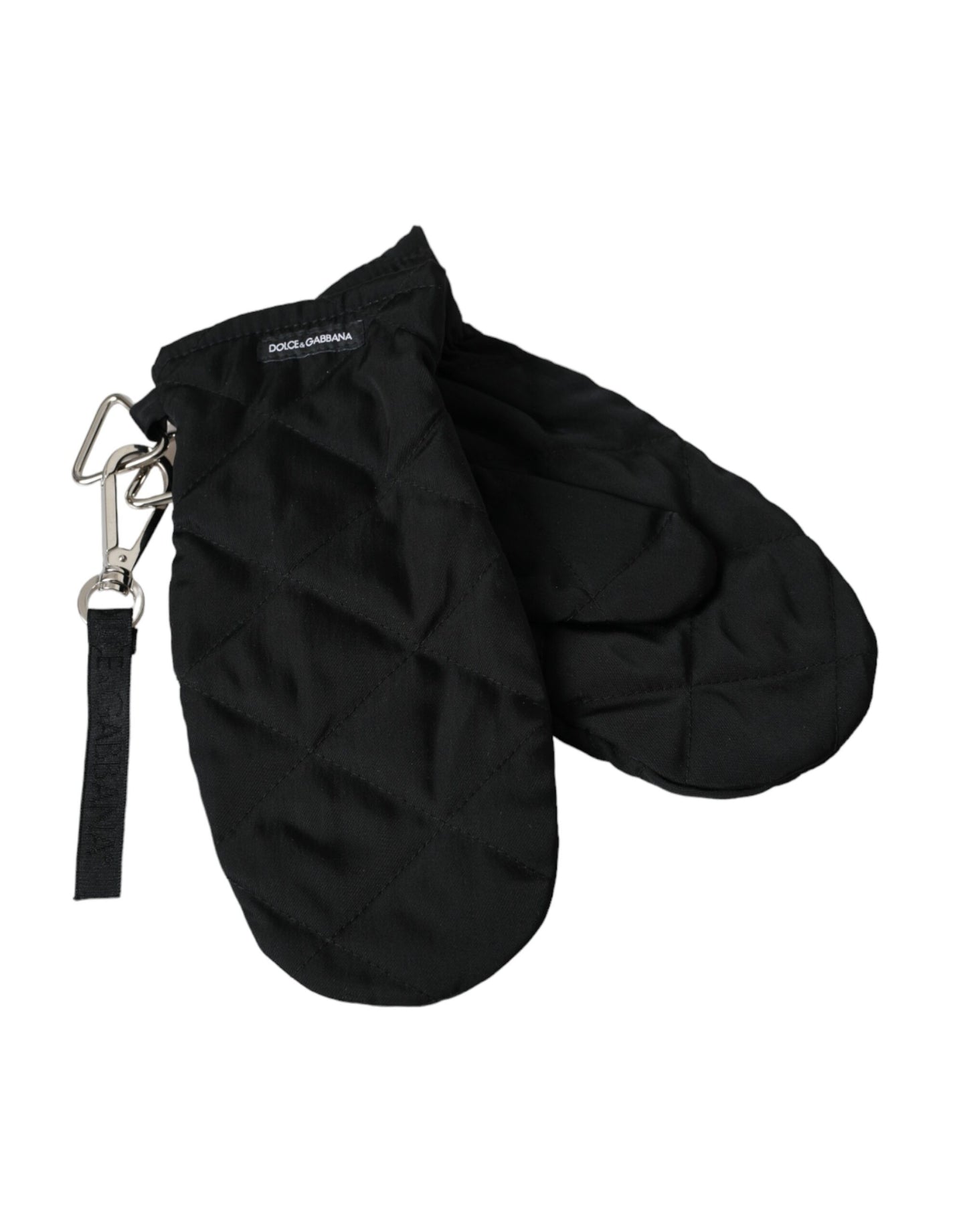 Gants mitaines en nylon matelassé noir jusqu'aux poignets