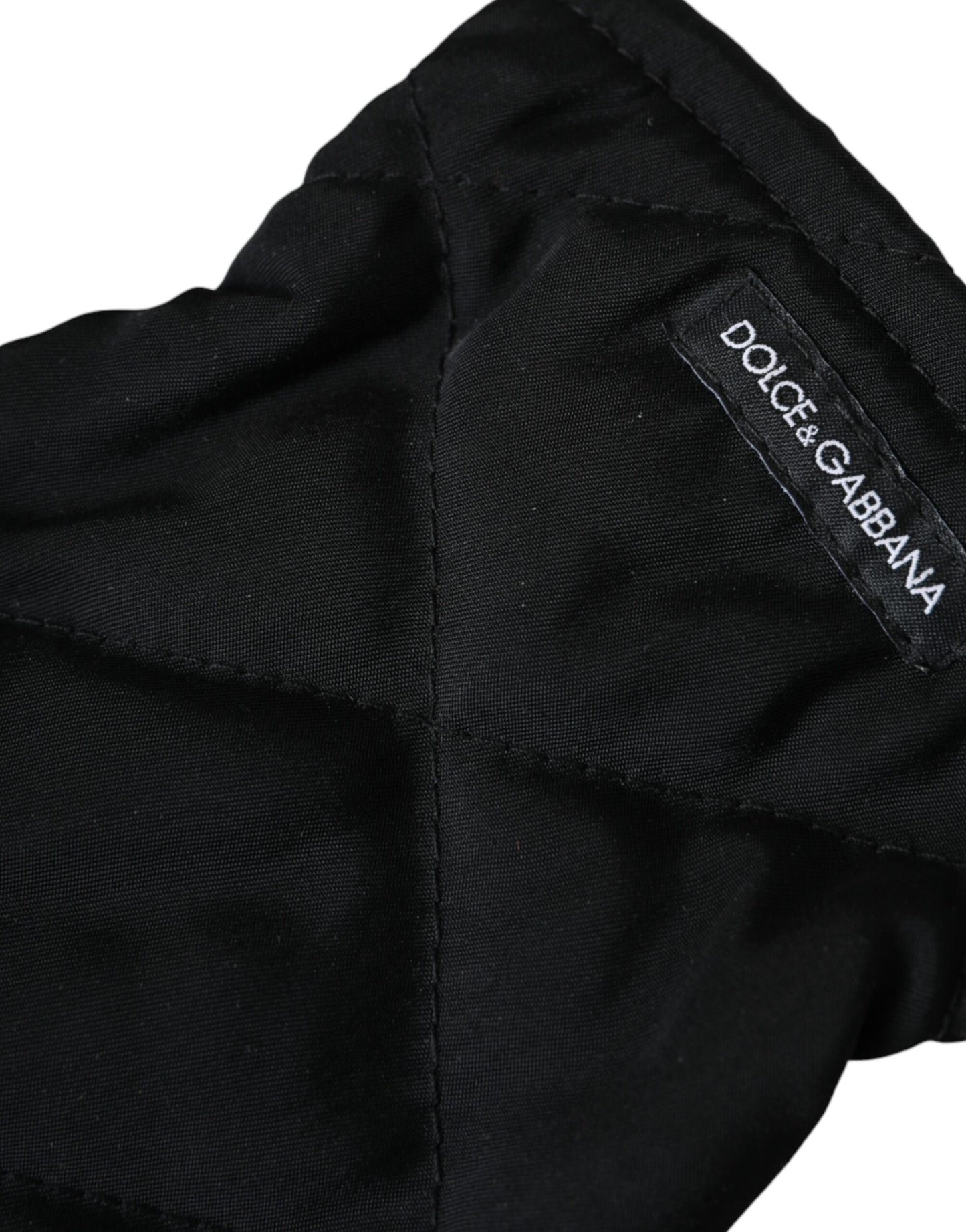 Gants mitaines en nylon matelassé noir jusqu'aux poignets