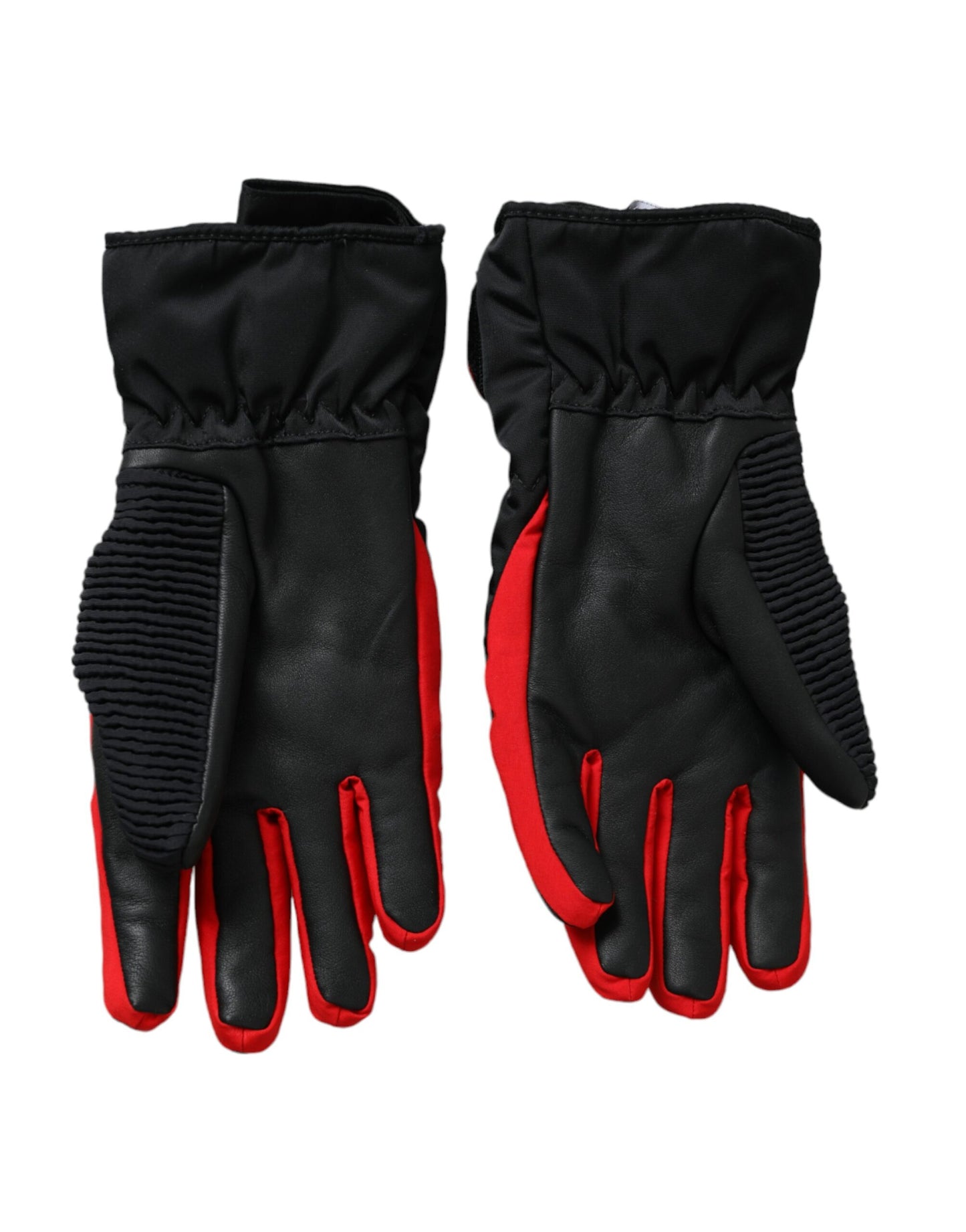 Gants en nylon noir et rouge jusqu'aux poignets