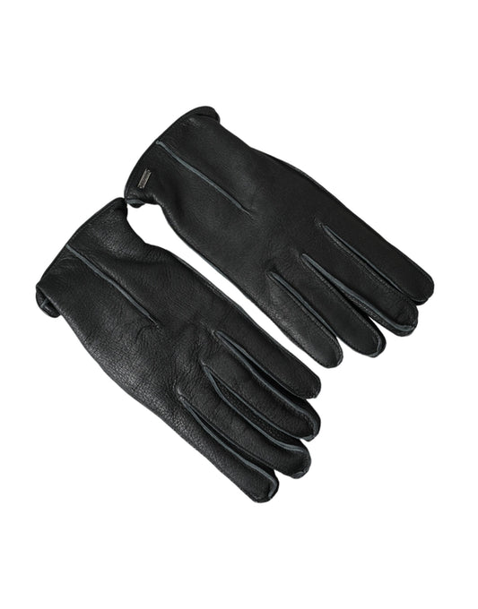 Gants en cuir de cerf noir jusqu'aux poignets