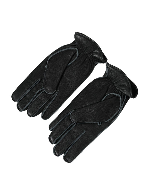 Gants en cuir de cerf noir jusqu'aux poignets