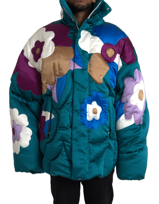 Doudoune coupe-vent fleurie multicolore