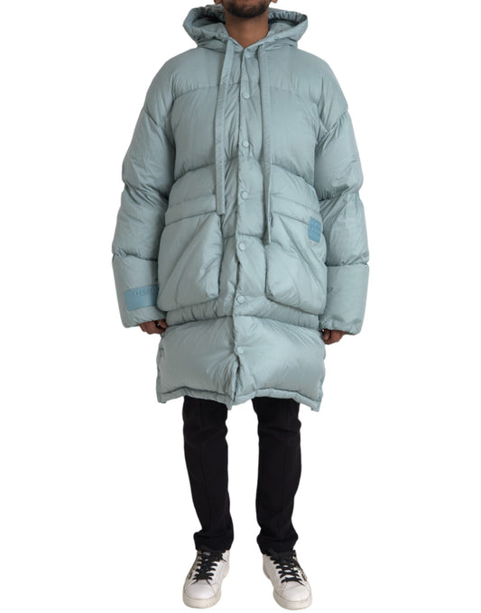 Doudoune matelassée à capuche bleu clair pour homme