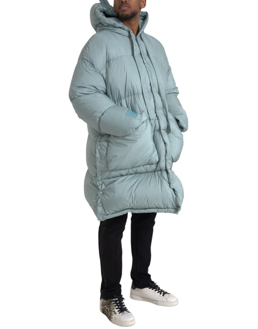 Doudoune matelassée à capuche bleu clair pour homme