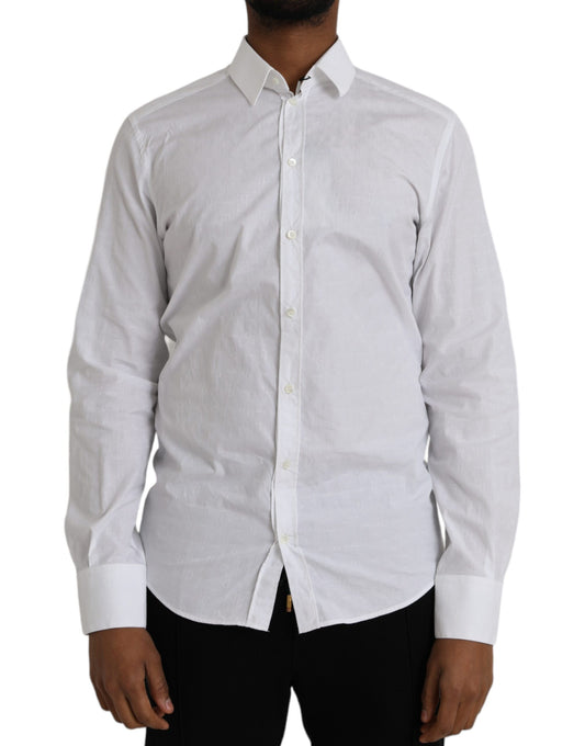 Robe à manches longues en coton blanc Chemise dorée