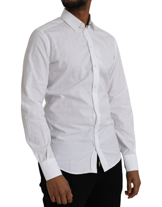Robe à manches longues en coton blanc Chemise dorée