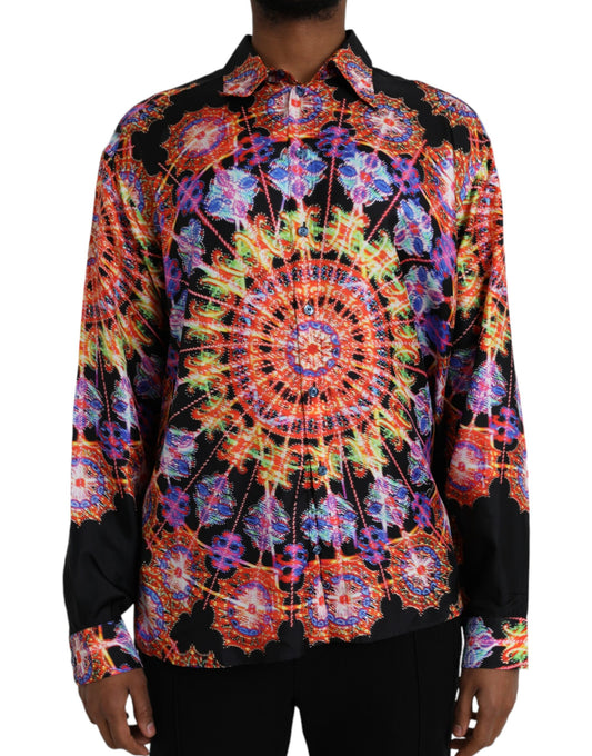 Chemise décontractée en soie multicolore Luminarie pour homme