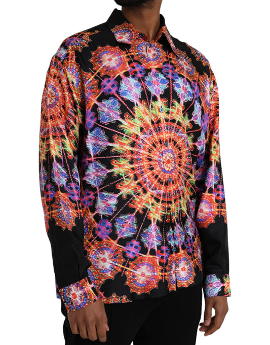 Chemise décontractée en soie multicolore Luminarie pour homme