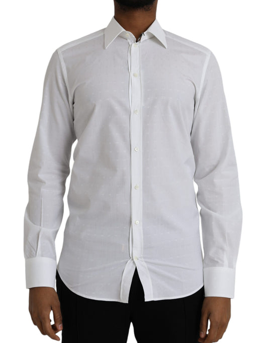 Chemise homme en coton blanc avec logo doré