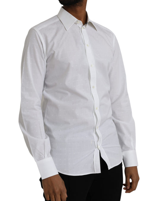 Chemise homme en coton blanc avec logo doré