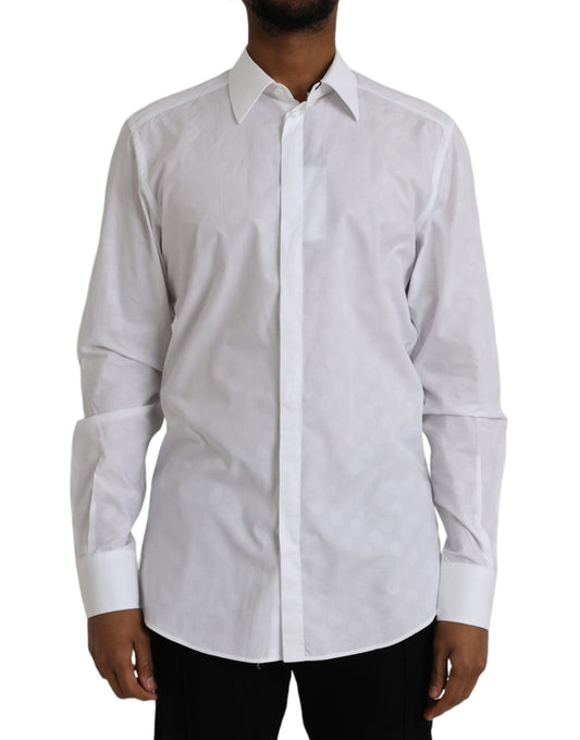 Robe en coton blanc à pois Chemise dorée