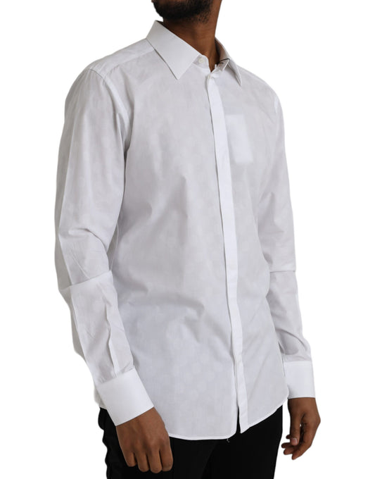 Robe en coton blanc à pois Chemise dorée