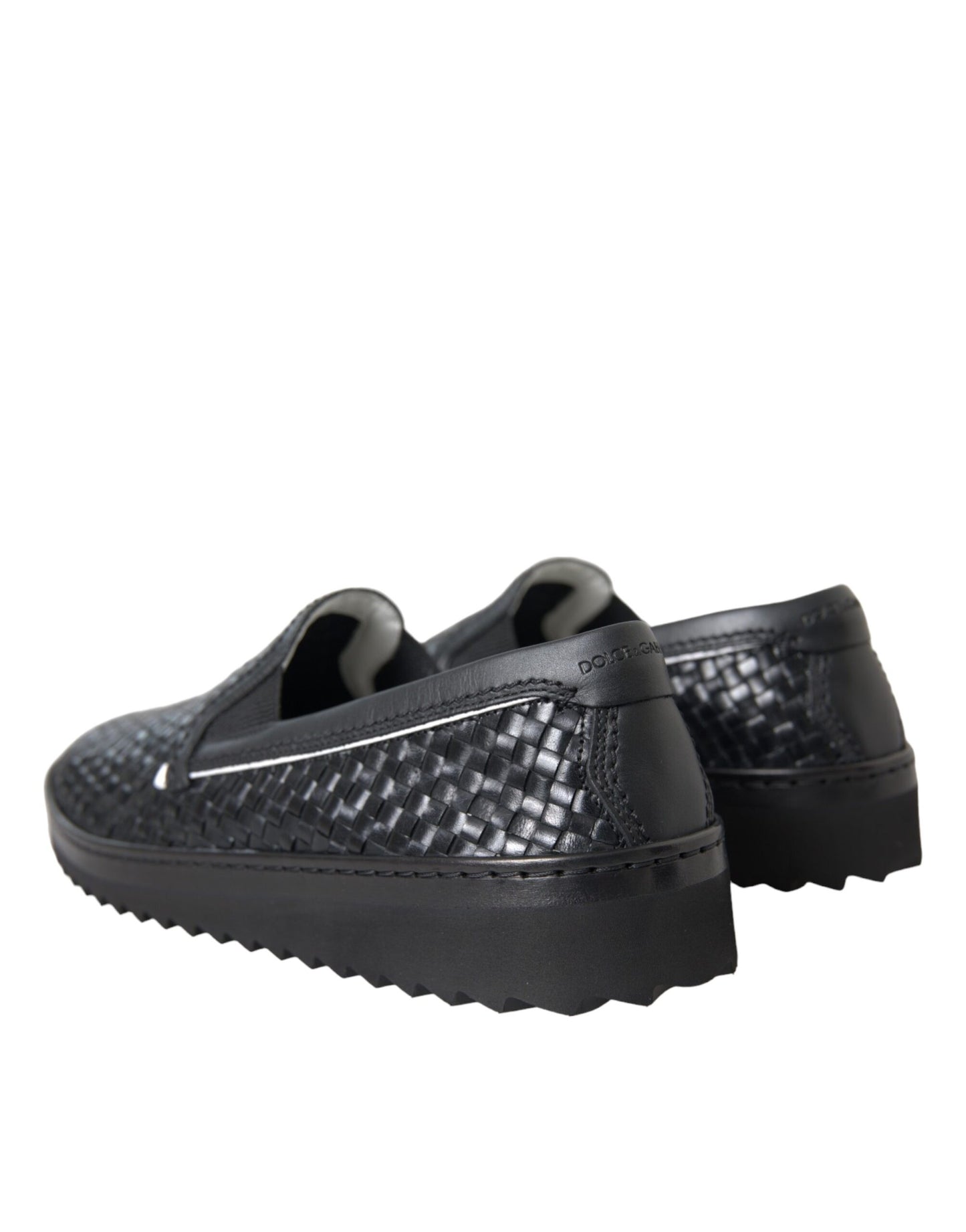 Mocasines de piel de búfalo tejida negra para hombre