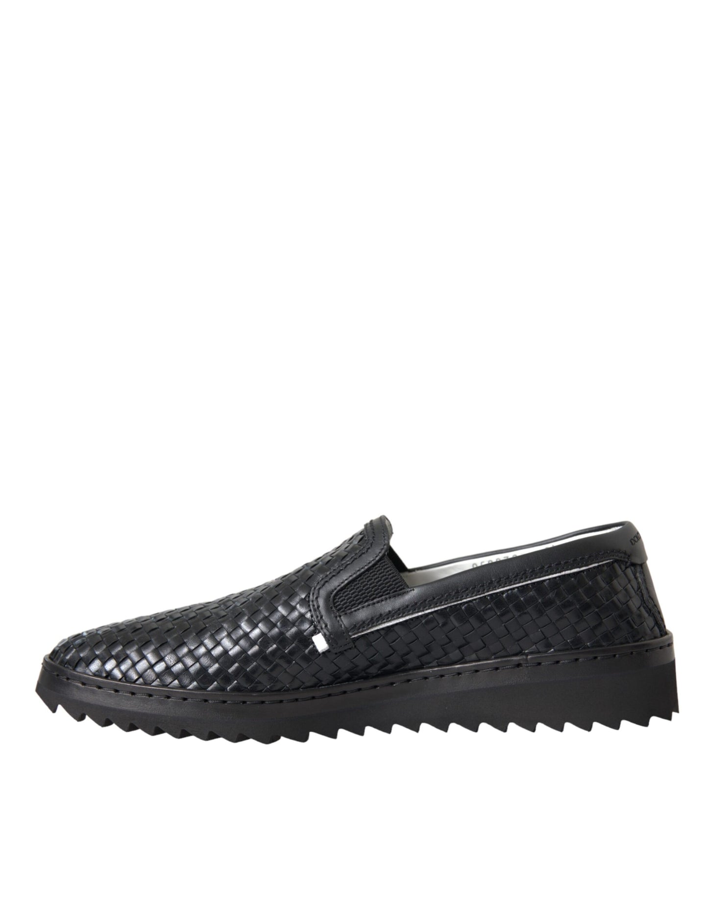 Mocasines de piel de búfalo tejida negra para hombre