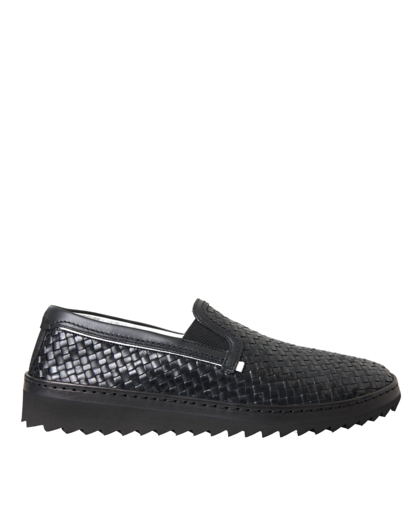 Mocasines de piel de búfalo tejida negra para hombre