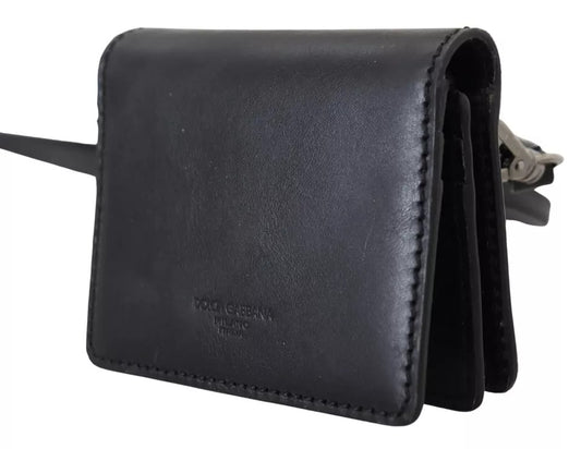 Cartera bandolera plegable de cuero negro para mujer