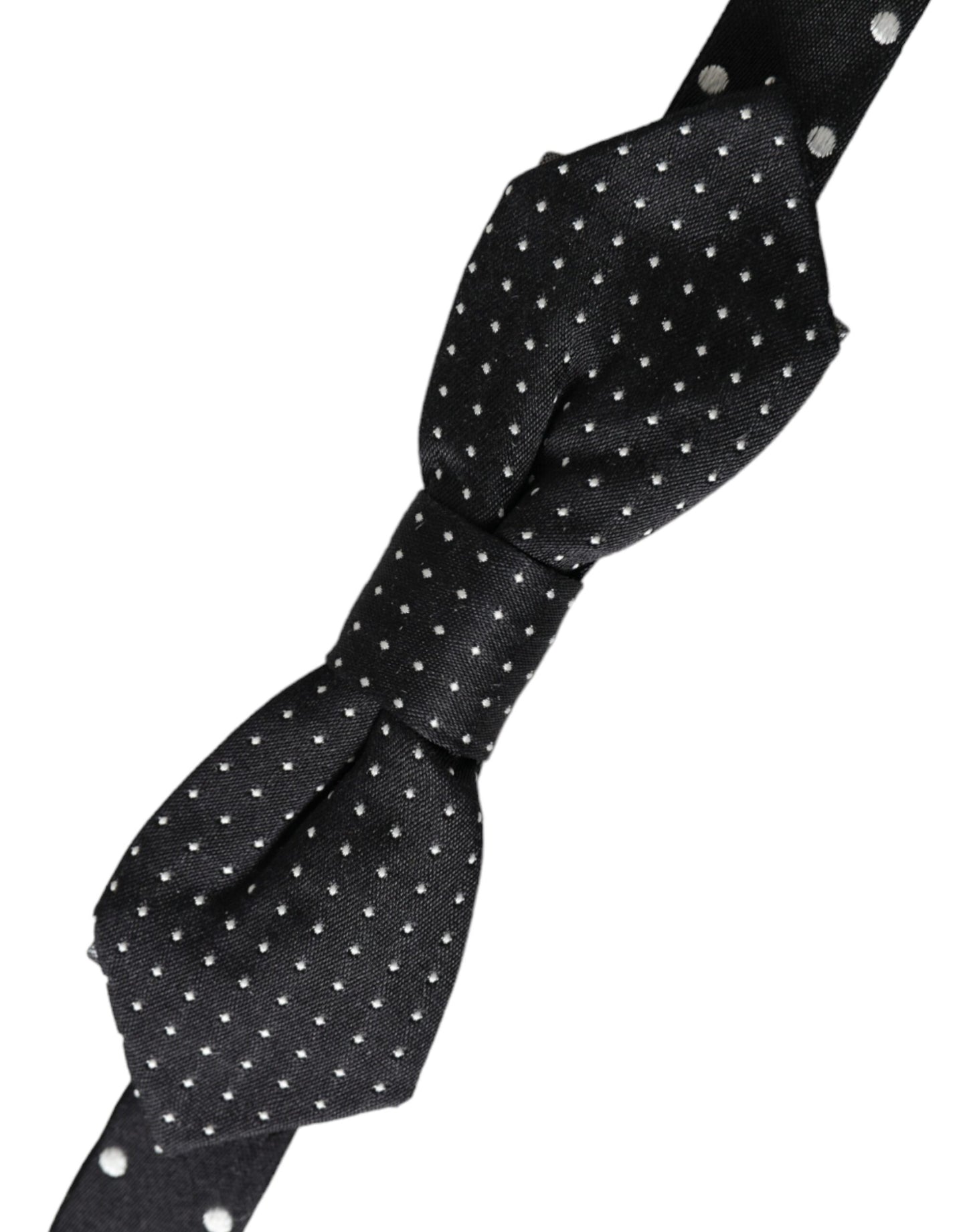 Nœud papillon ajustable en soie noire à pois pour homme