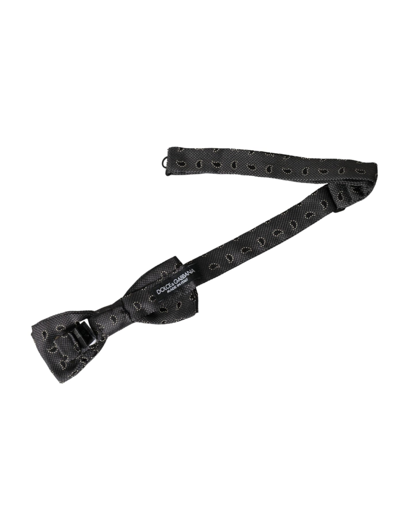 Nœud papillon ajustable en soie noire à motifs pour homme