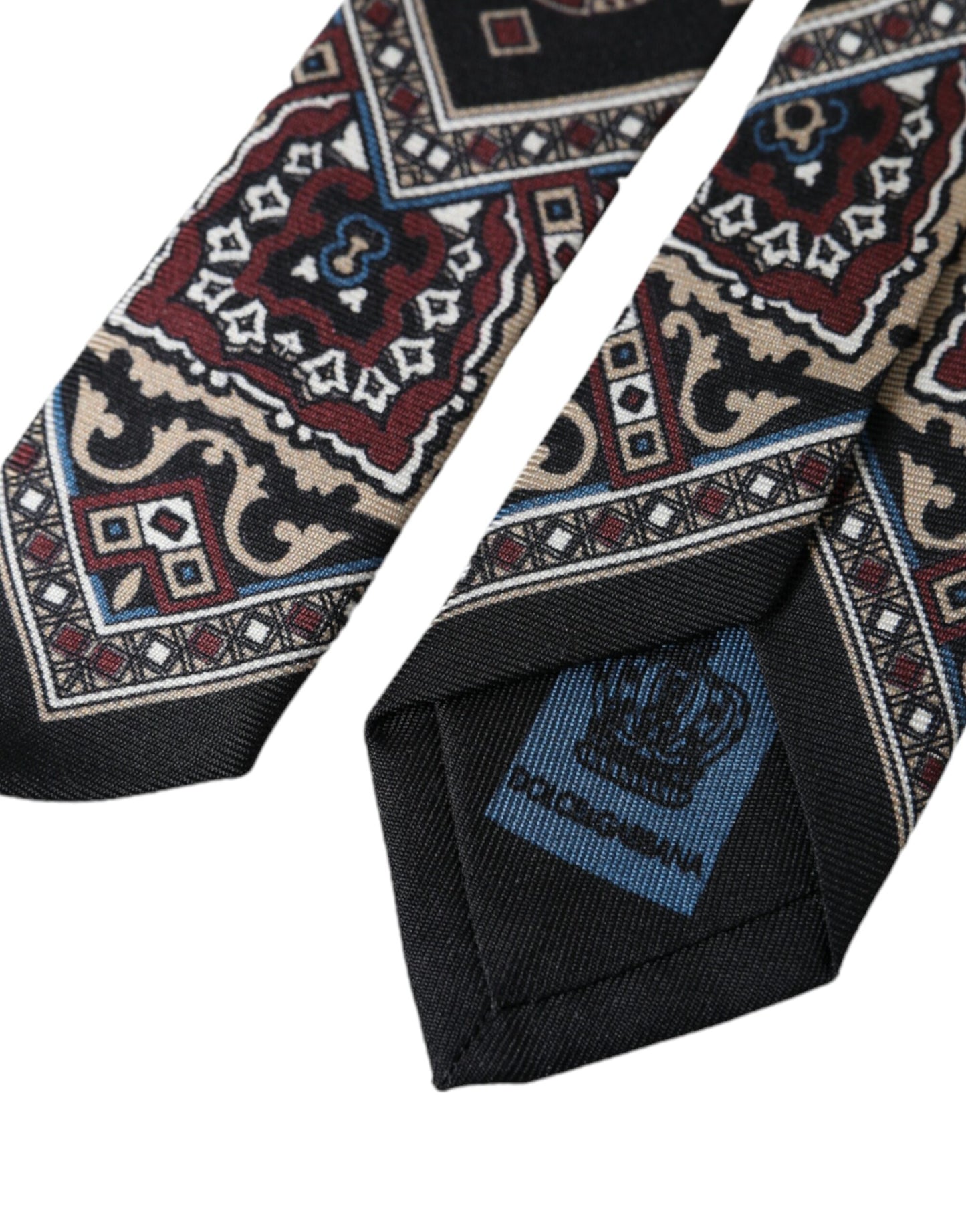 Cravate ajustable pour homme en 100 % soie imprimée noire