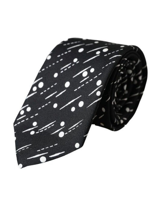 Cravate ajustable 100 % soie à pois noirs