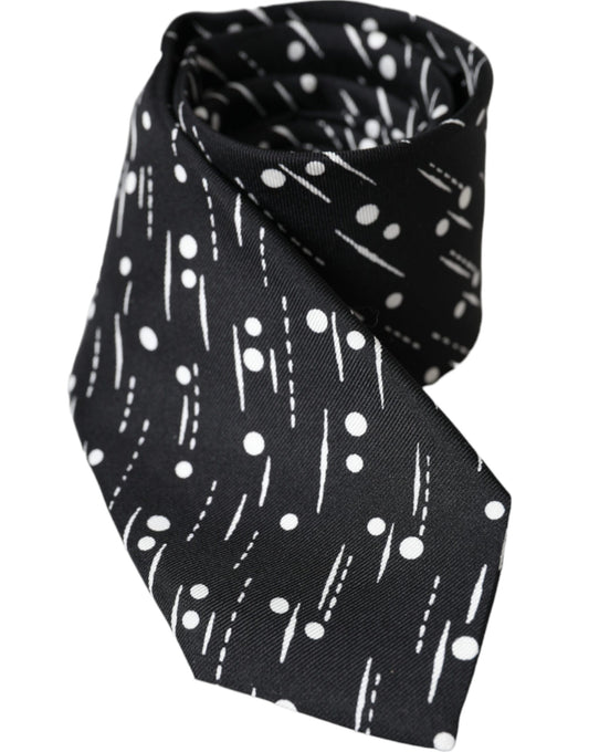 Cravate ajustable 100 % soie à pois noirs
