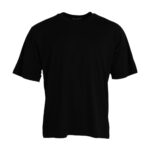 T-shirt noir à manches courtes et col rond en coton