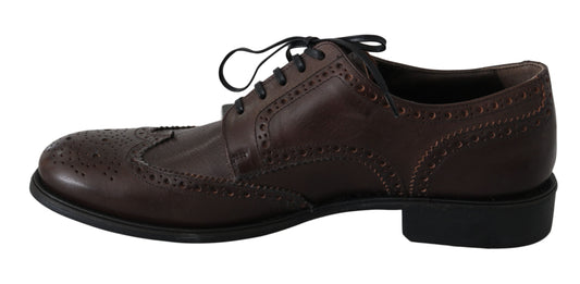 Zapatos de vestir Derby brogue de cuero marrón