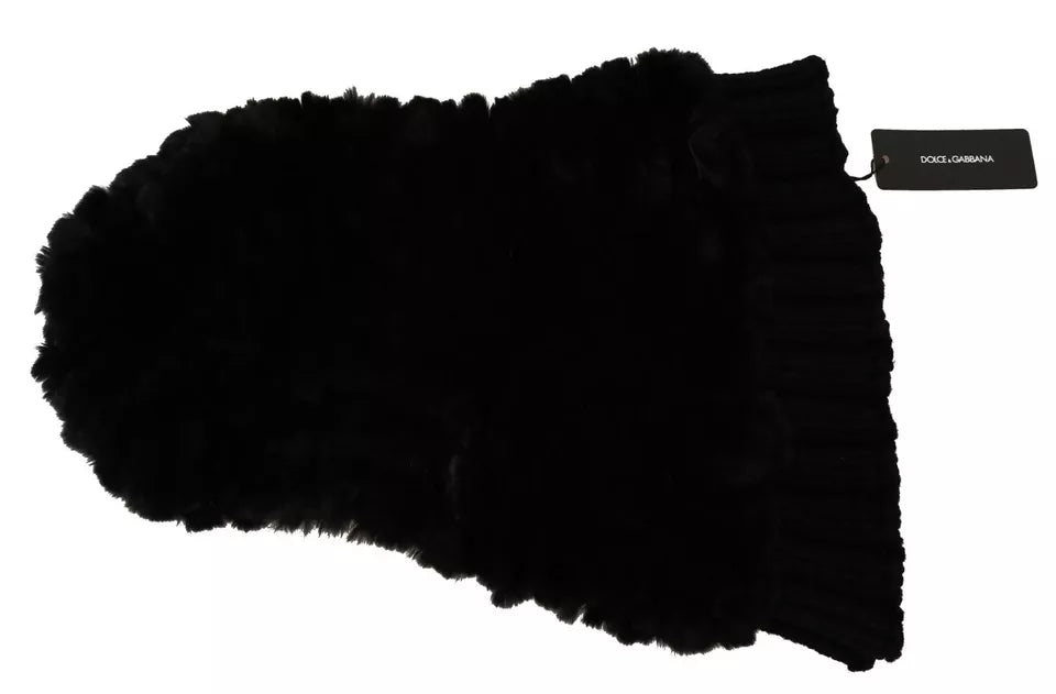 Écharpe à capuche en cachemire et fourrure de renard argenté noir