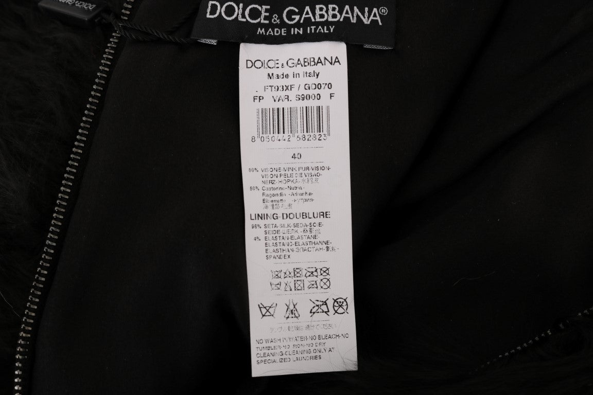 Mini pantalones cortos de piel de visón y nutria negra