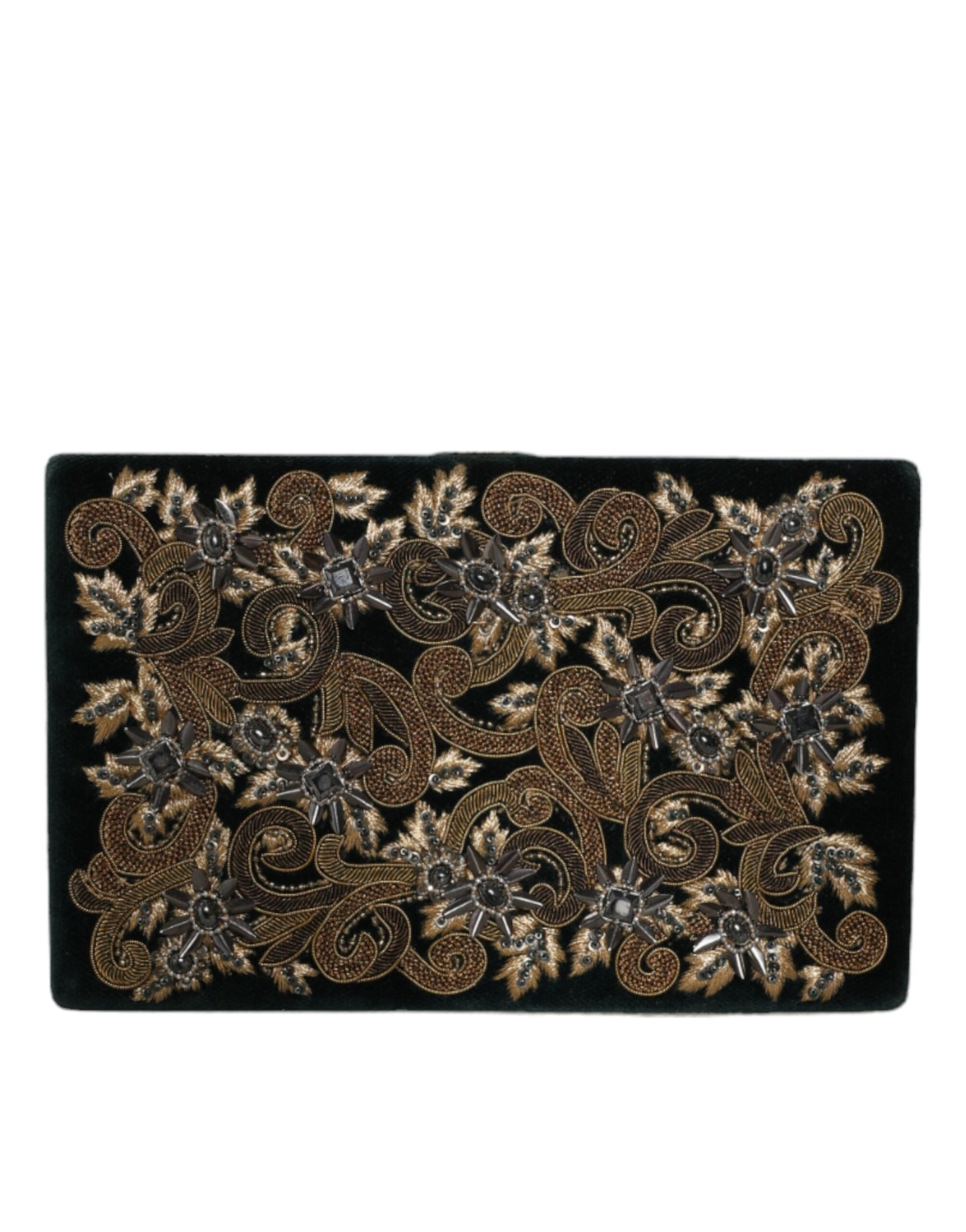 Pochette de soirée en velours noir avec cadre doré