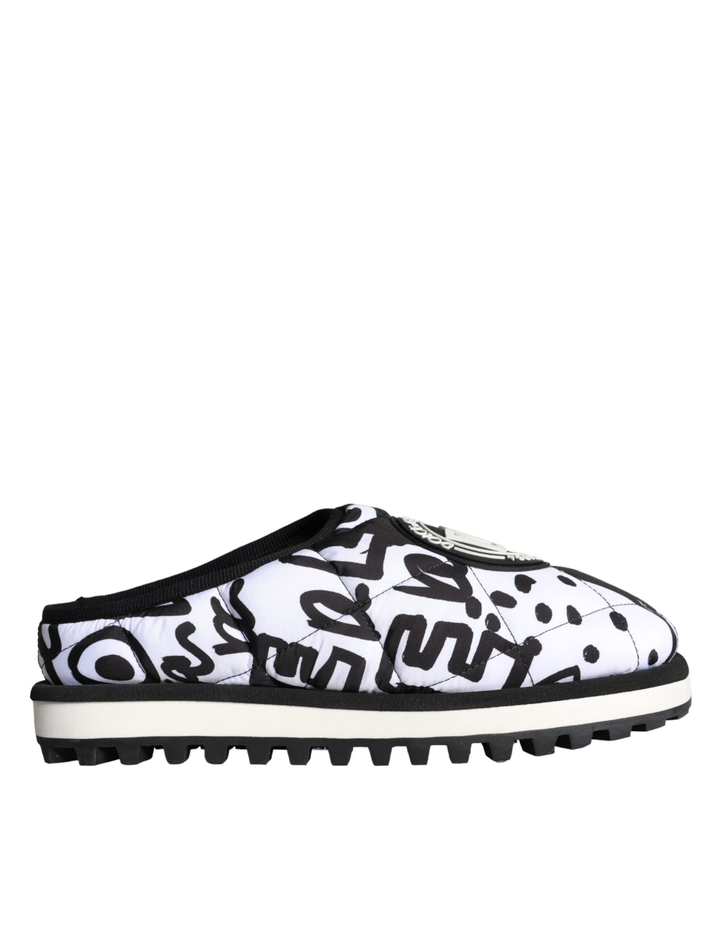 Sandales à logo matelassé noir et blanc