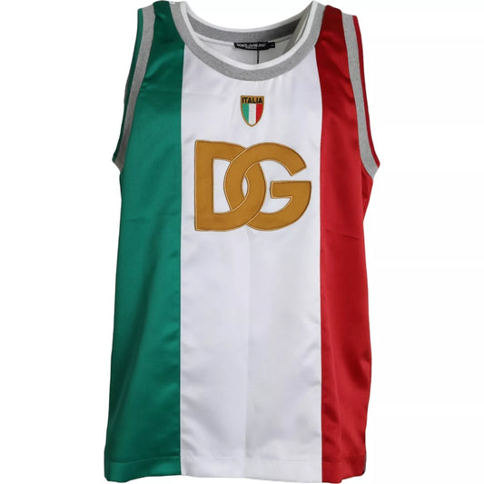T-shirt sans manches blanc et vert avec drapeau italien