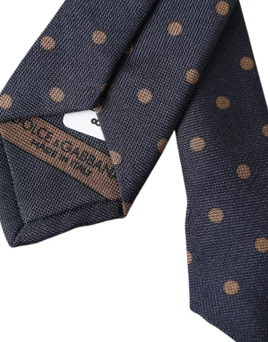 Cravate ajustable en soie fantaisie à pois noirs pour homme