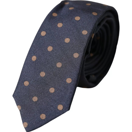 Cravate ajustable en soie fantaisie à pois noirs pour homme