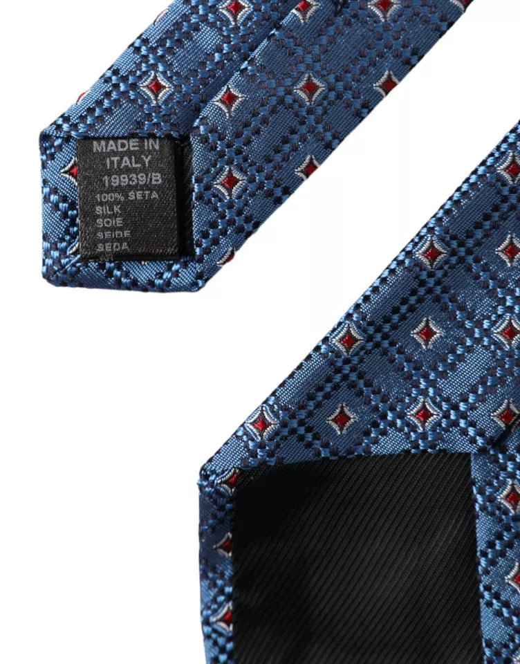 Corbata ajustable para hombre 100 % seda con estampado azul