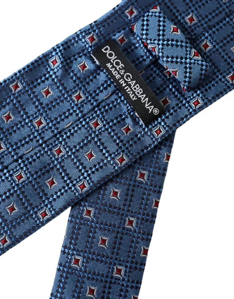 Corbata ajustable para hombre 100 % seda con estampado azul