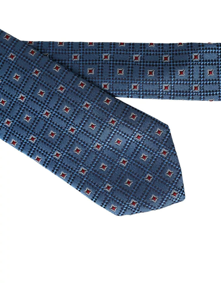 Corbata ajustable para hombre 100 % seda con estampado azul