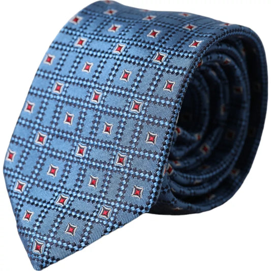 Corbata ajustable para hombre 100 % seda con estampado azul
