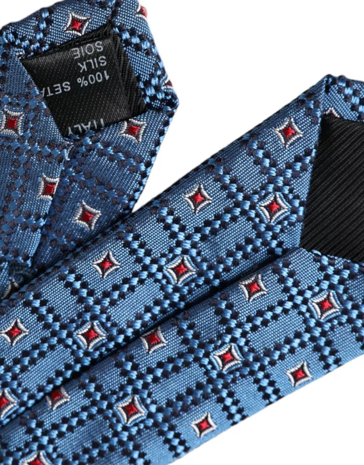 Corbata ajustable para hombre 100 % seda con estampado azul