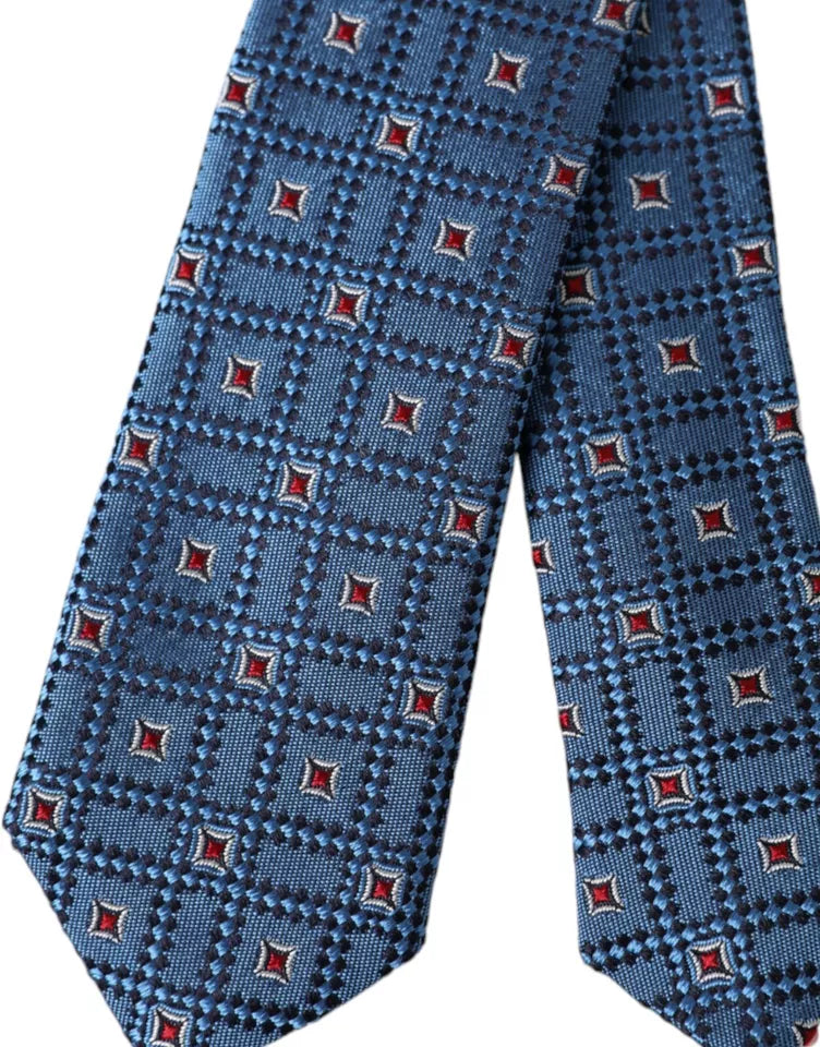Corbata ajustable para hombre 100 % seda con estampado azul