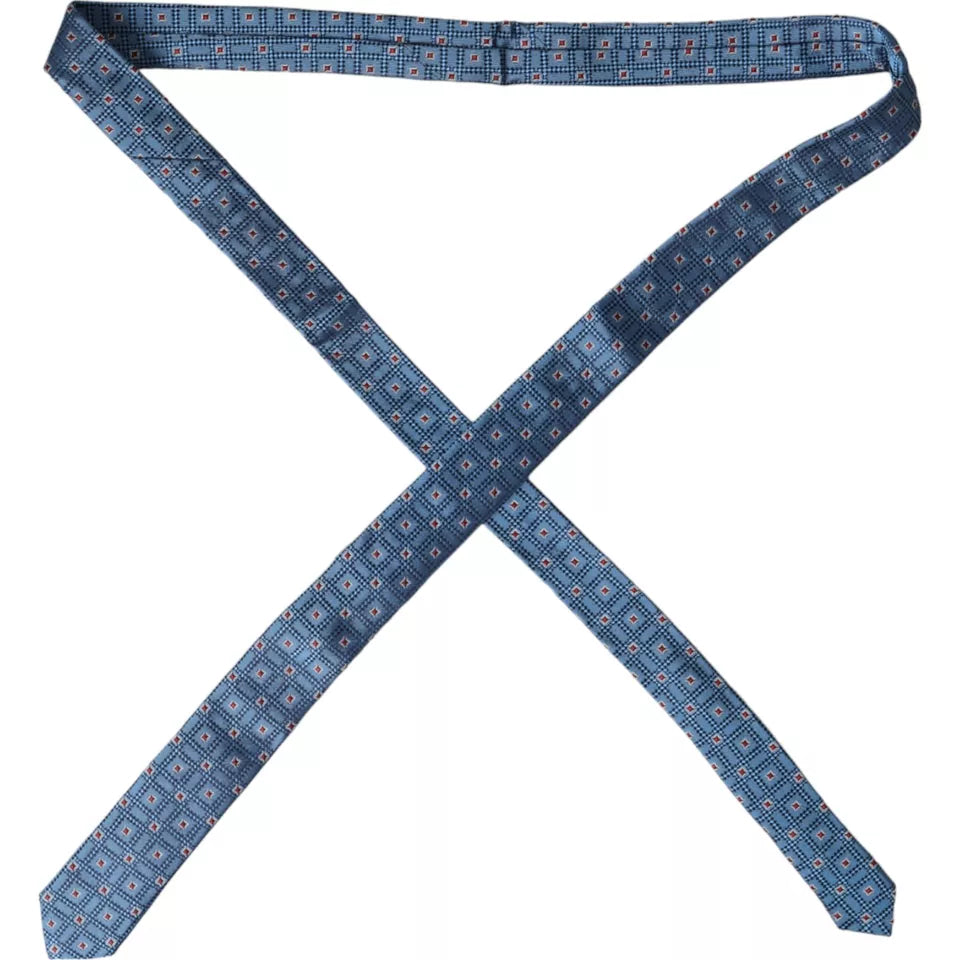 Corbata ajustable para hombre 100 % seda con estampado azul