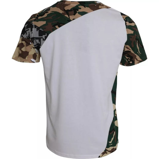 T-shirt ras du cou camouflage blanc étoiles pour homme