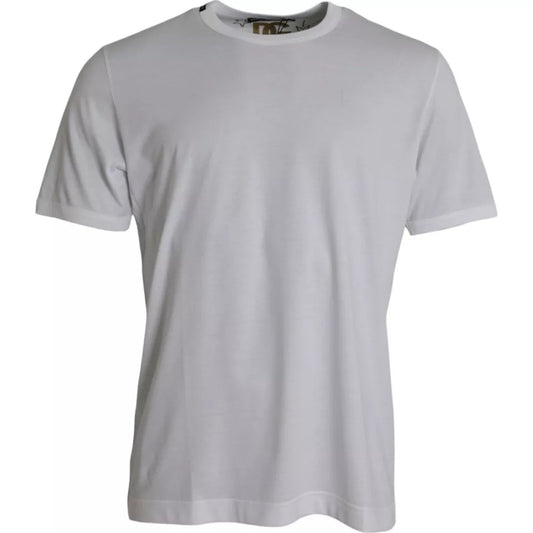 T-shirt blanc en coton à col rond et manches courtes