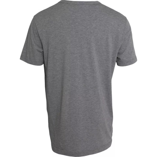 T-shirt col rond en coton à imprimé graphique gris