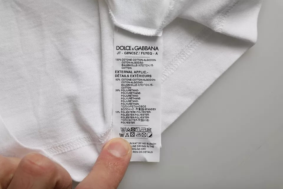 T-shirt décontracté en coton blanc avec appliqué DG pour homme