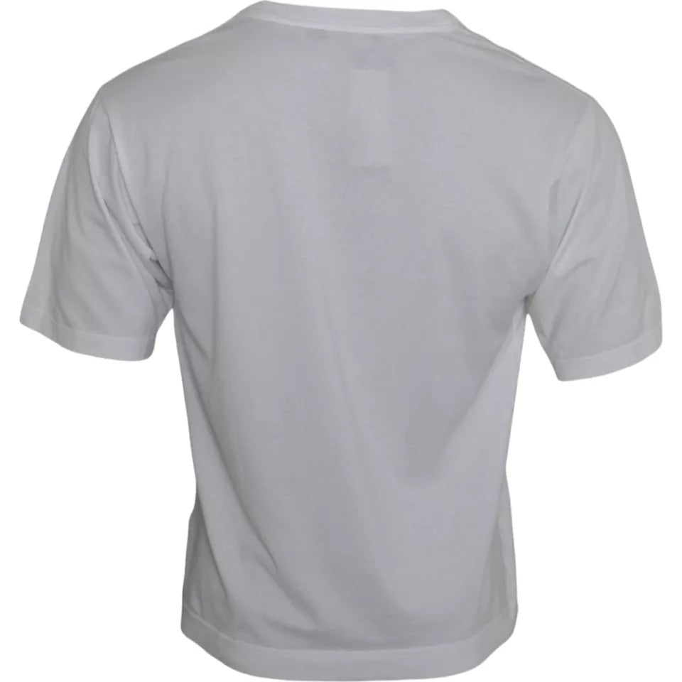 T-shirt décontracté en coton blanc avec appliqué DG pour homme